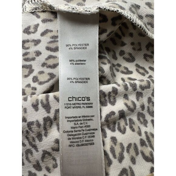 Chico's Leopard print Batwing Sleeve Tie Neck Blouse Size‎ 3 - Picture 8 of 8